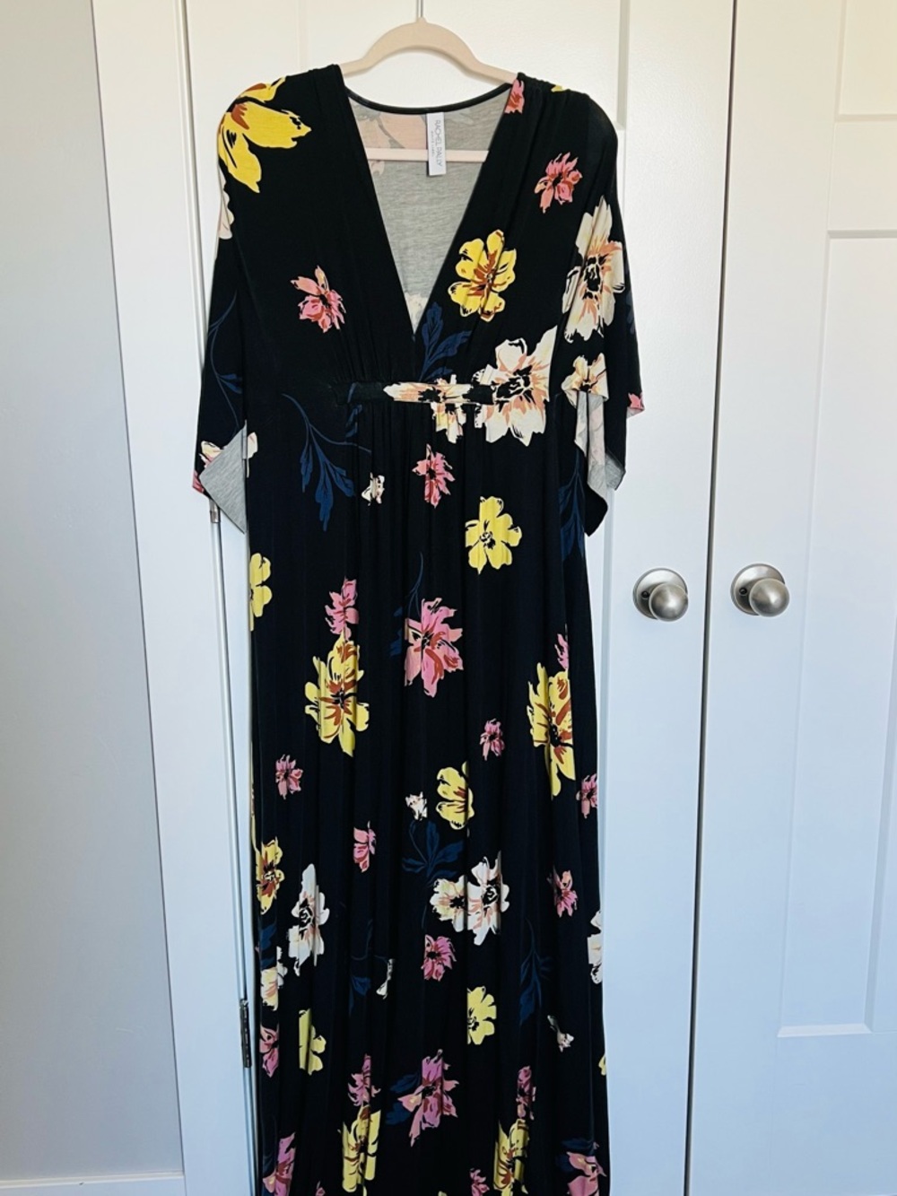 Rachel Pally Black Maxi Dress with Yellow & Pink Floral Print - Picture 2 of 5